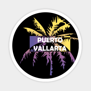 Puerto Vallarta Mexico Neon Tropics Vacation Palm Trees Magnet